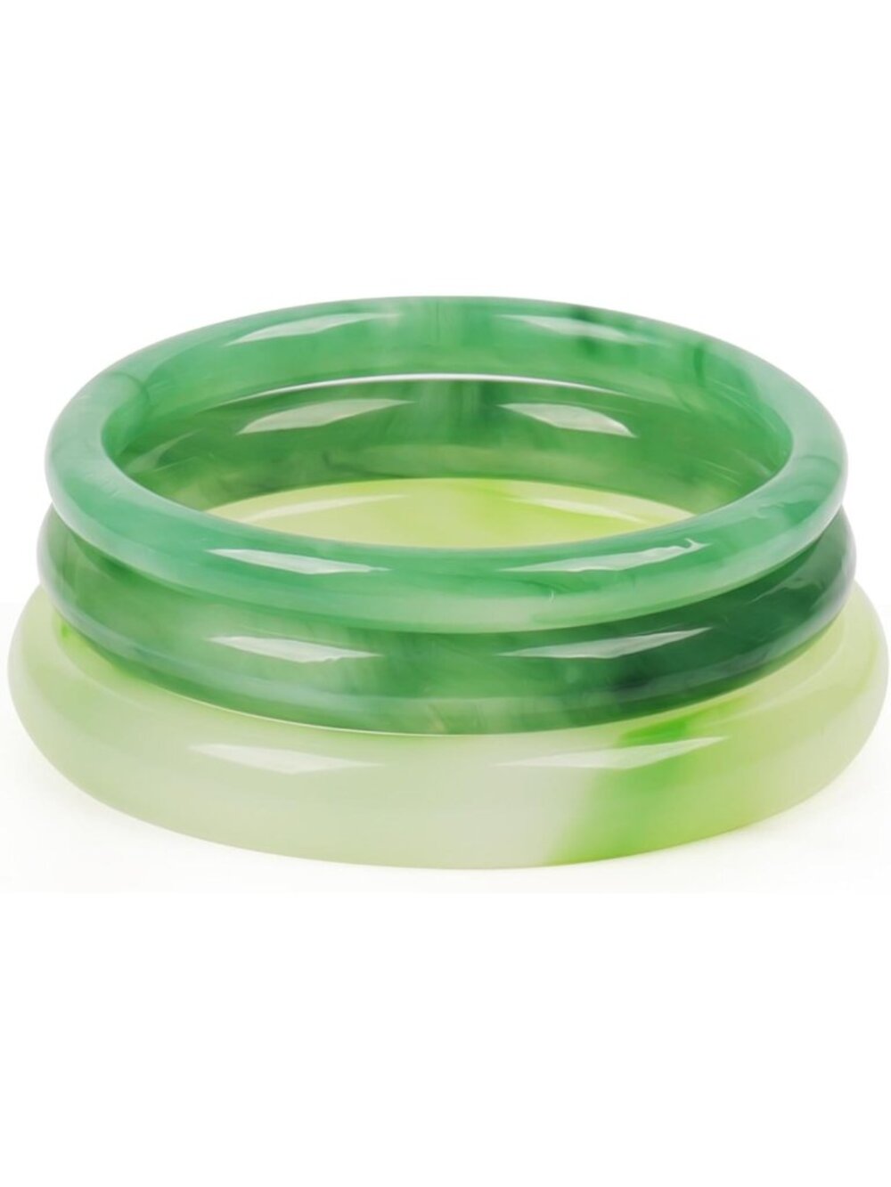 Set of 3 Natural Jade Bangles for Women - Good Luck & Healing Bracelets